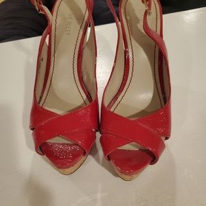 Nine west red espadrille wedges
